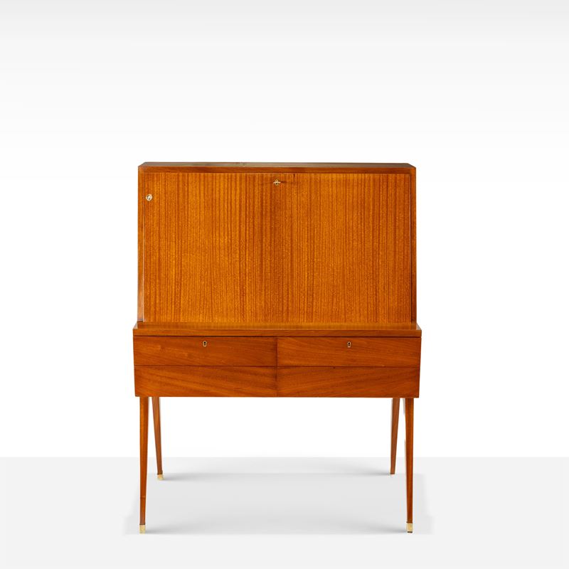 Vittorio Dassi, Mobile ribalta in legno ed ottone, Italia, anni 50