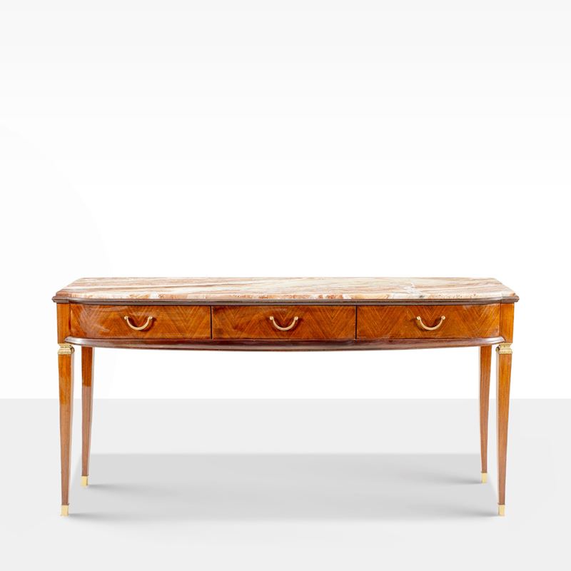 Paolo Buffa, Console in legno, ottone e marmo, Italia, anni '50