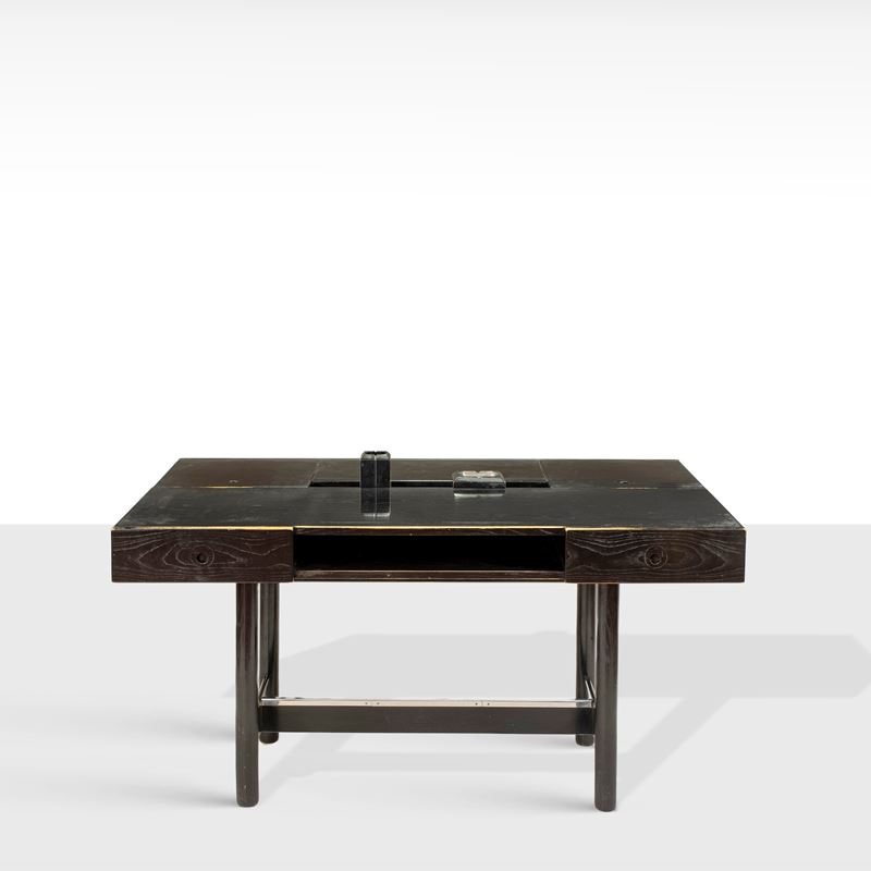 Vittorio Introini, Scrivania in legno ebanizzato e metallo, Italia, anni '60