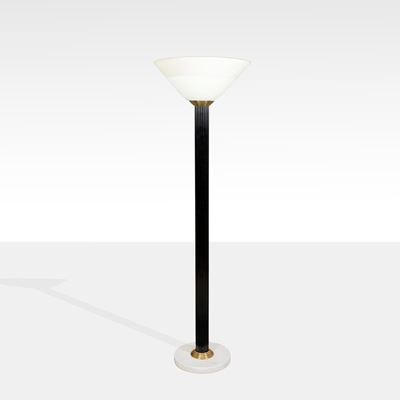 Lampada da terra in resina, vetro e ottone con base in marmo, Murano anni '80