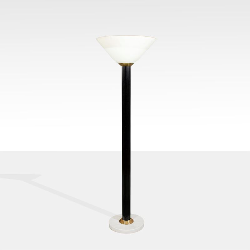 Lampada da terra in resina, vetro e ottone con base in marmo, Murano anni '80