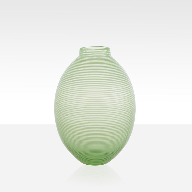 Carla Scarpa, Vaso in vetro trasparente e colorato a mezza filigrana, Murano, anni '50