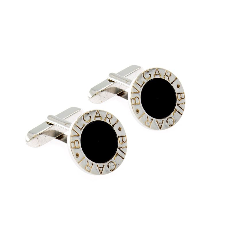 Bulgari gemelli in argento 925 e onice nero