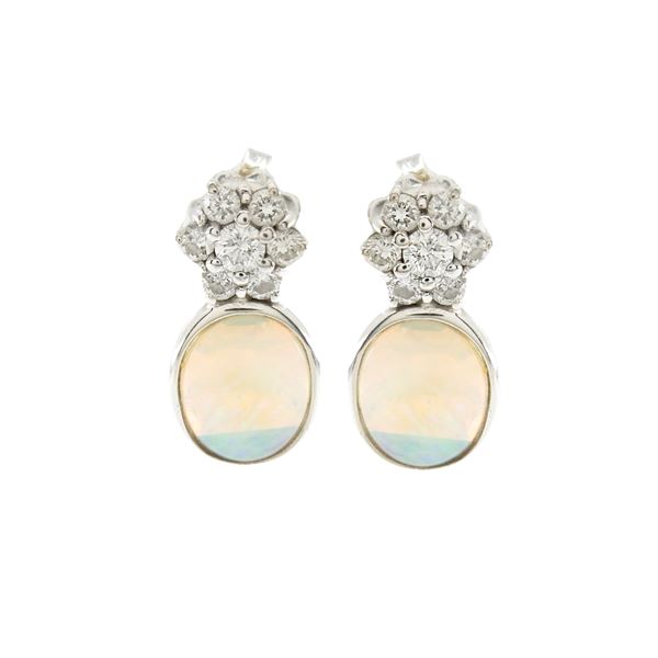 18kt white gold pendant earrings with harlequin opals and diamonds  - Auction Jewels and Watches Web Only - Colasanti Casa d'Aste