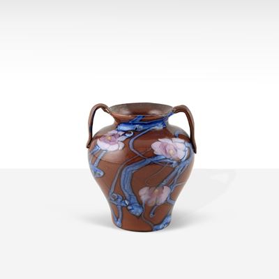 Vetreria Artisti Barovier, Vaso in vetro incamiciato con decorazione di murrine floreali e filame...