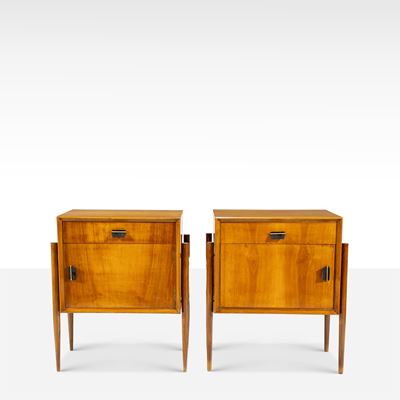 Manifattura italiana, Coppia di comodini in legno, metallo verniciato e ottone, anni '60
