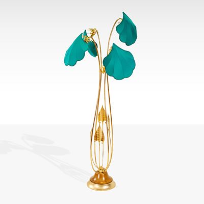Lampada da terra in ottone, Manifattura italiana, anni '70