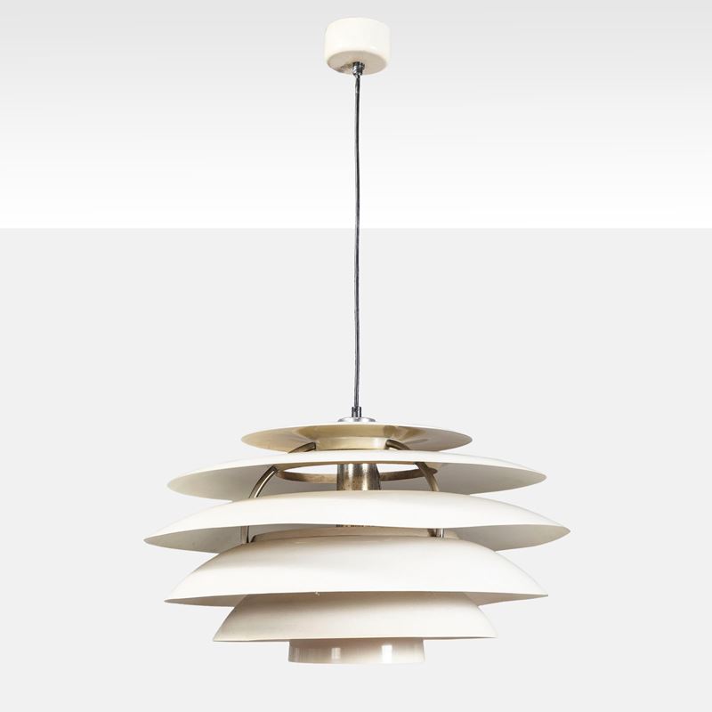 Lampada a sospensione in metallo verniciato, Italia, anni '60-70