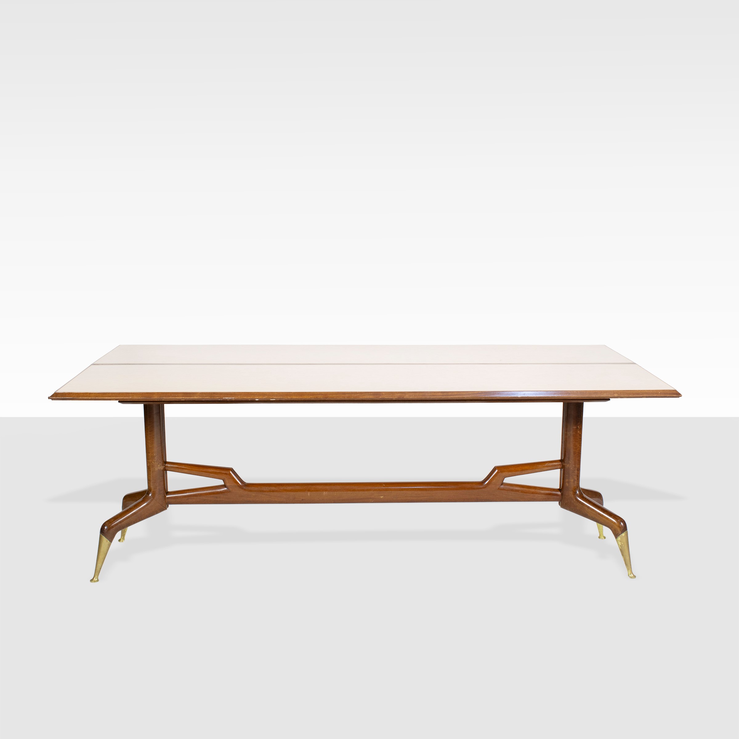 Gio Ponti, Console con piano apribile in legno e ottone, Italia, anni '50