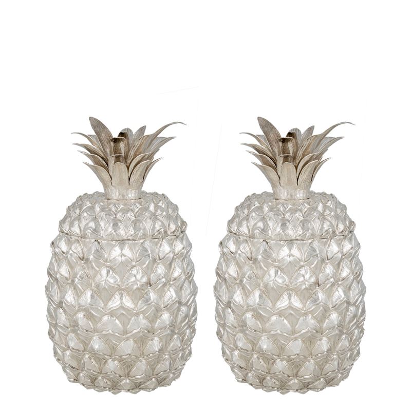 Coppia di Contenitori a Forma di Ananas in Argento