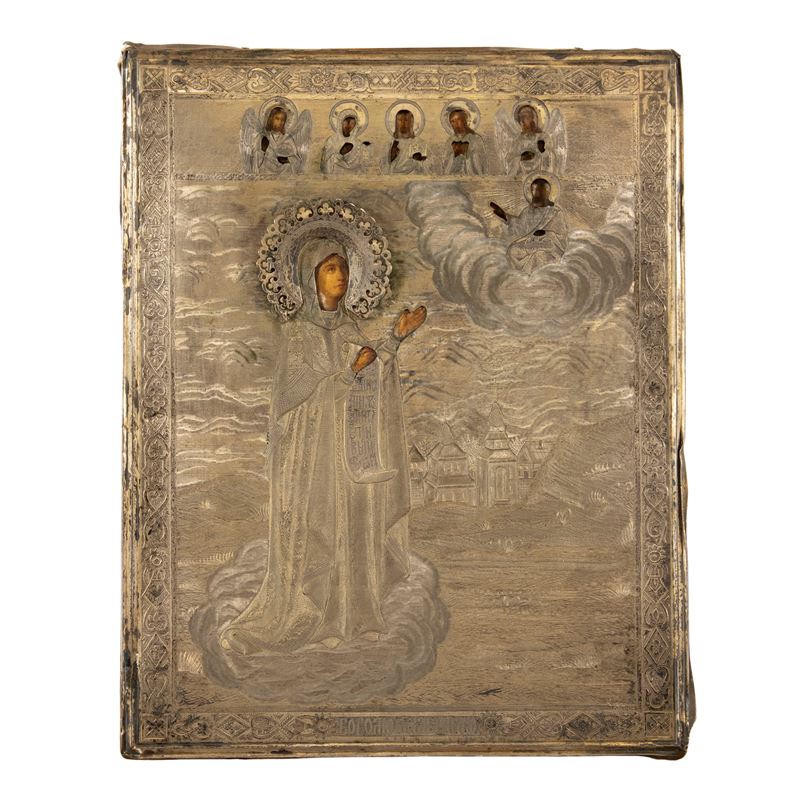 Icona Raffigurante Madonna con Cristo Pantocratore