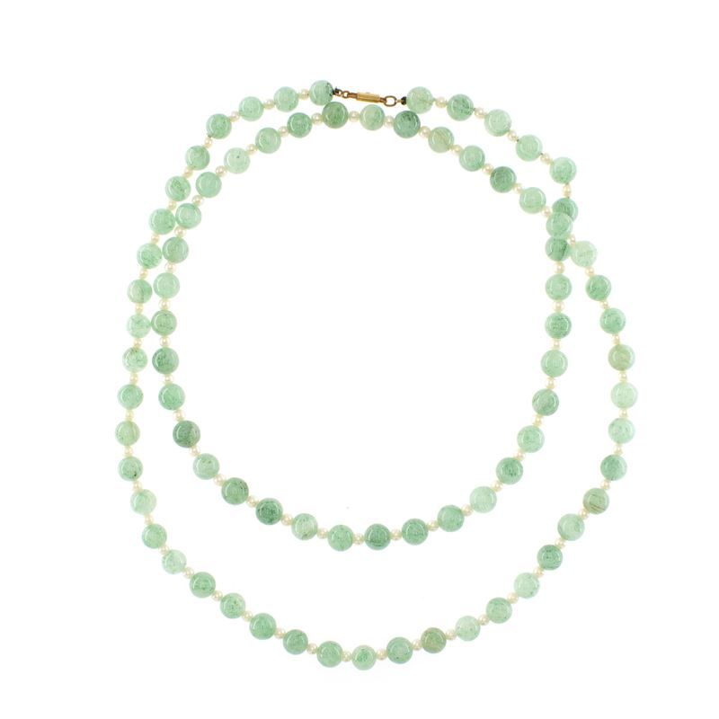 Collana in amazzonite con perline e chiusura in oro giallo 18kt