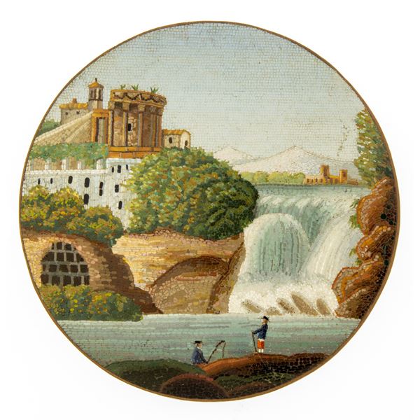 Circular micromosaic plaque