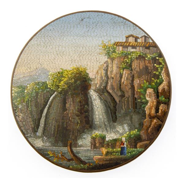 Circular micromosaic plaque