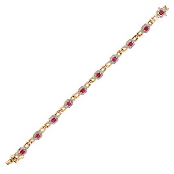 18kt yellow and white gold bracelet with rubies and diamonds  - Auction Jewels and Watches Web Only - Colasanti Casa d'Aste