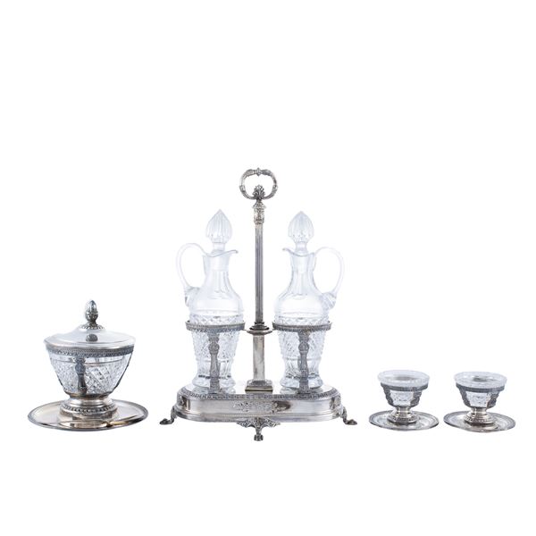 Silver and cut crystal tableware service (4)