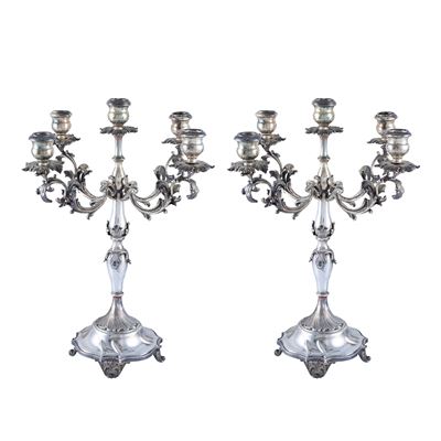 Coppia di Candelabri in Argento a 5 Luci