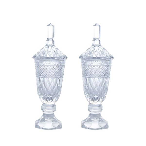 Pair of crystal vases with lids  (20th century)  - Auction Fine Silver and the Art of the Table - Colasanti Casa d'Aste
