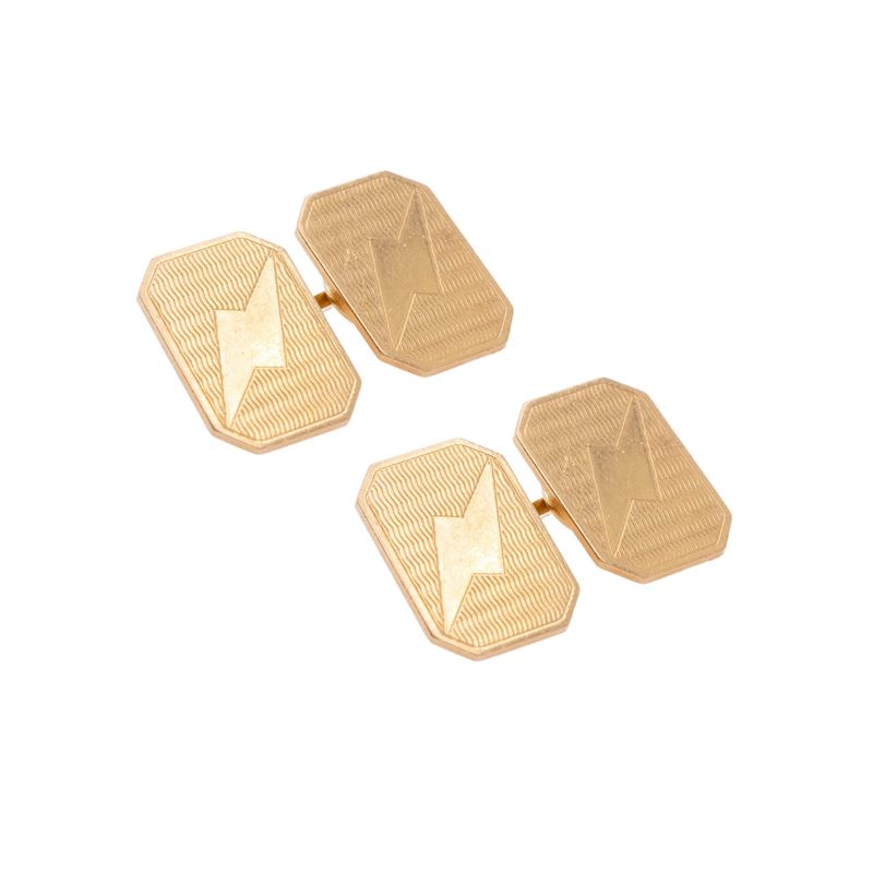 Gemelli rettangolari in oro giallo 18kt, peso 8 gr.