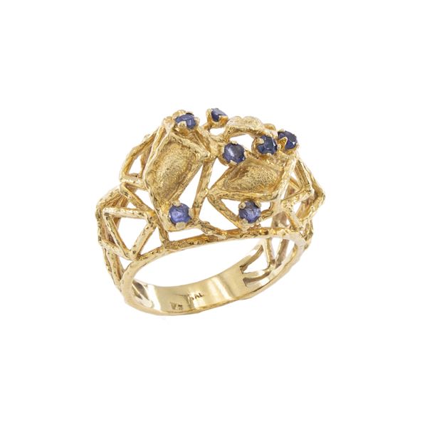 18kt yellow gold and round sapphires ring  - Auction Jewels and Watches Web Only - Colasanti Casa d'Aste