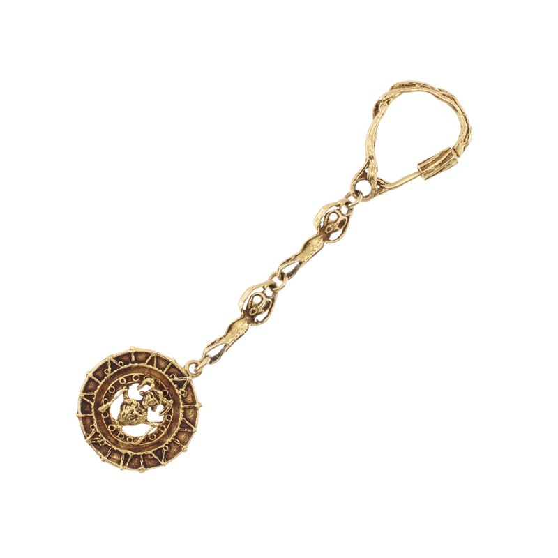 Germano Frascati, Portachiave scultura in oro giallo 18 kt, 11,5 cm