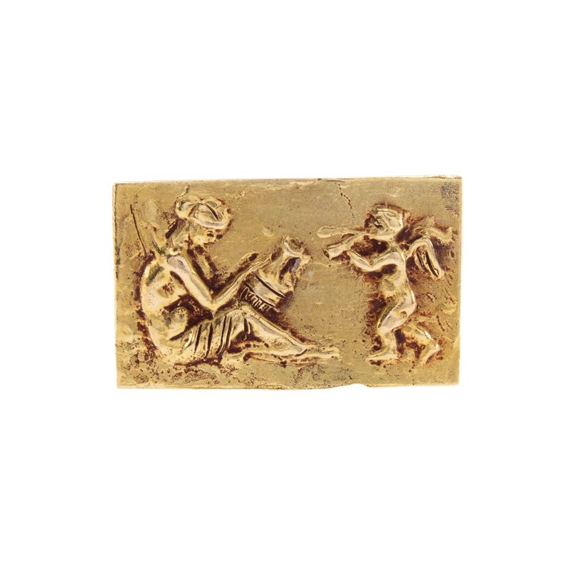 Germano Frascati, Spilla in oro giallo 18 kt con scena mitologica