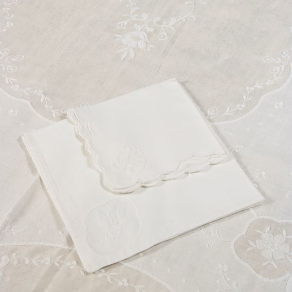 Embroidered linen tablecloth