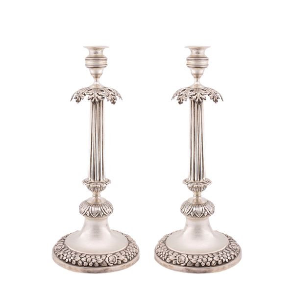 Pair of silver candlesticks