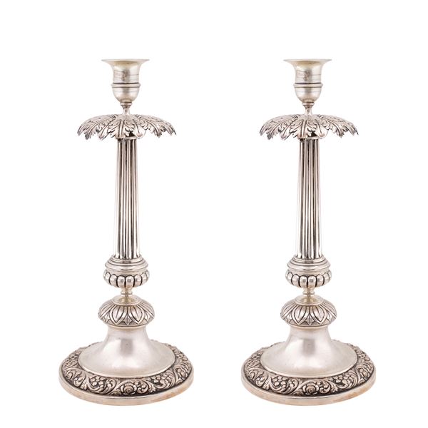 Pair of silver candlesticks