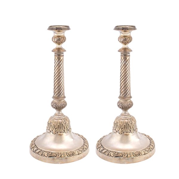 Pair of silver candlesticks