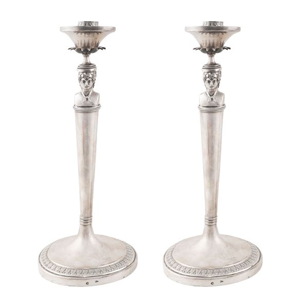 Pair of silver candlesticks