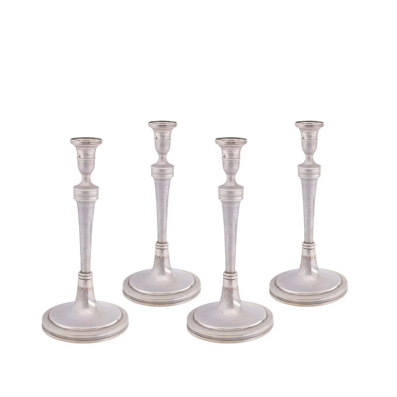 Set di 4 Candelieri in Argento