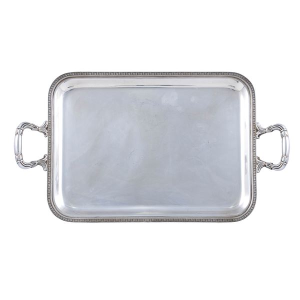 Silver tray with two handles