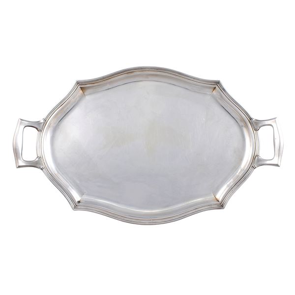 Silver tray with two handles