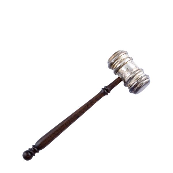 silver and wood Judge's gavel