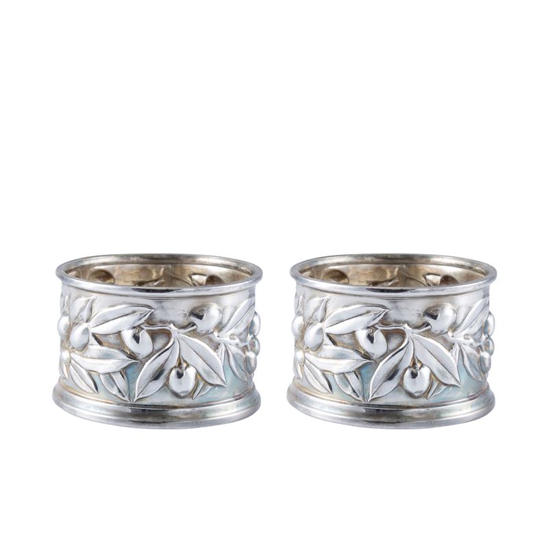 Coppia di Portabottiglia in Argento e Legno