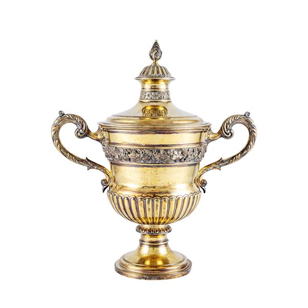 Silver and vermeil cup with two handles