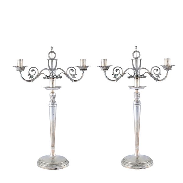 Pair of silver candlesticks  (Rome, 19th century)  - Auction Fine Silver and the Art of the Table - Colasanti Casa d'Aste