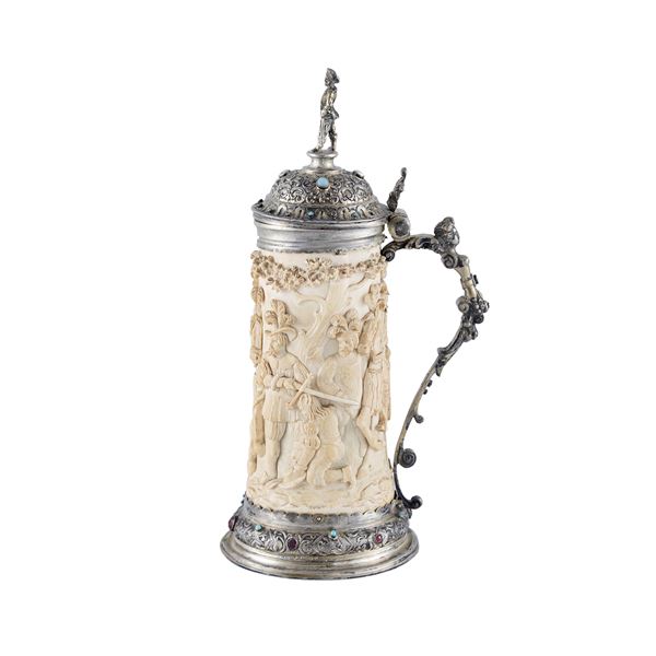 Silver and ivory tankard