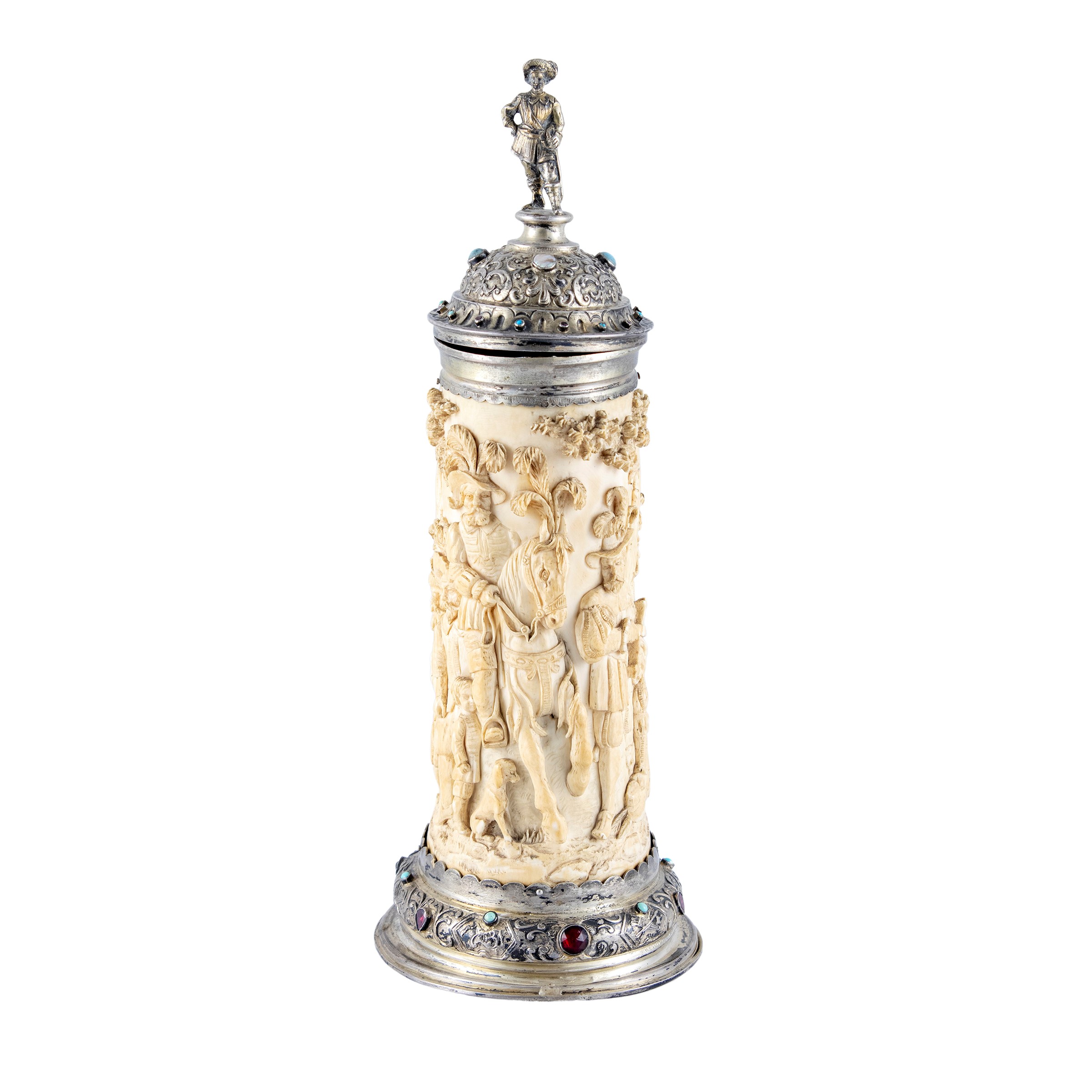 Tankard in argento e avorio