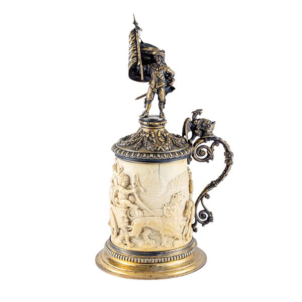 Silver and ivory tankard