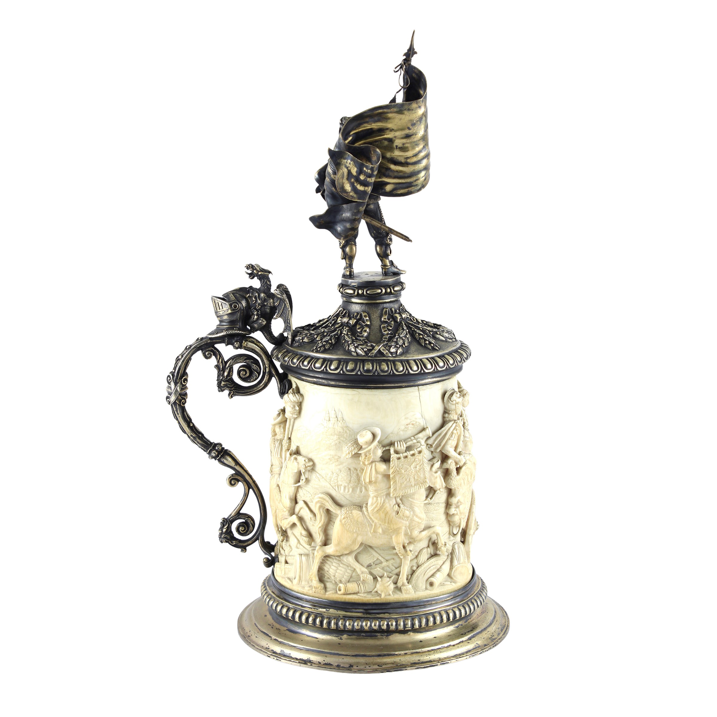 Tankard in argento e avorio