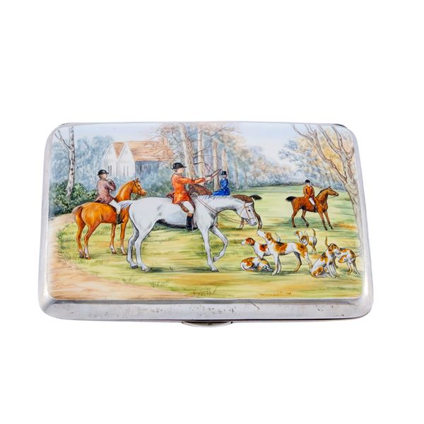 Silver and enamel cigarette case  (England, early 20th century)  - Auction Fine Silver and the Art of the Table - Colasanti Casa d'Aste