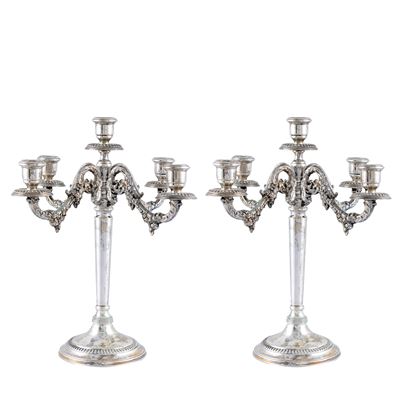 Coppia di Candelabri in Argento a Cinque Luci