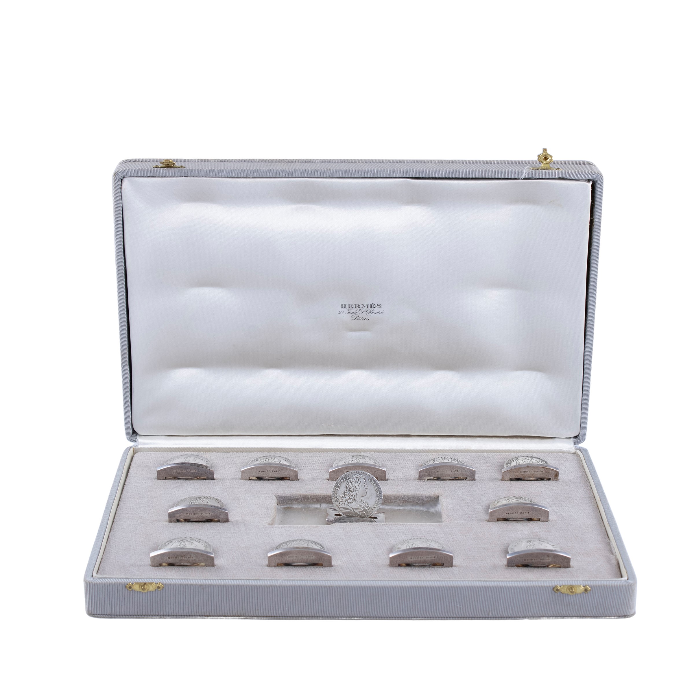 Hermes, Set di Dodici Segnaposti in Argento