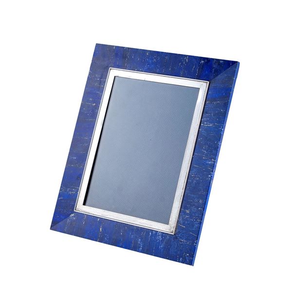 Lapis lazuli and silver photo frame