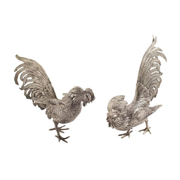 Pair of silver sculptures  (Italy, 20th century)  - Auction Fine Silver and the Art of the Table - Colasanti Casa d'Aste