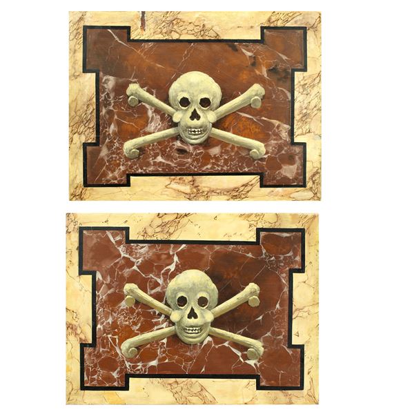 Pair of painted wooden panels to simulate marble  (19th century)  - Auction Old Master and 19th century Paintings Furniture and Sculptures - Colasanti Casa d'Aste