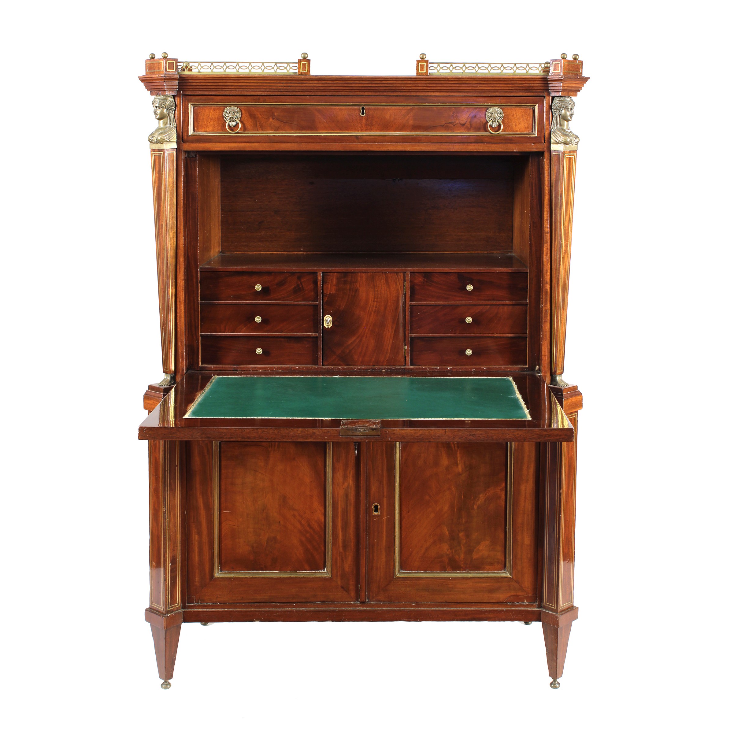 Secretaire in Mogano e Piuma di Mogano