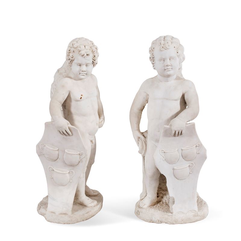 Coppia di Sculture in Marmo
